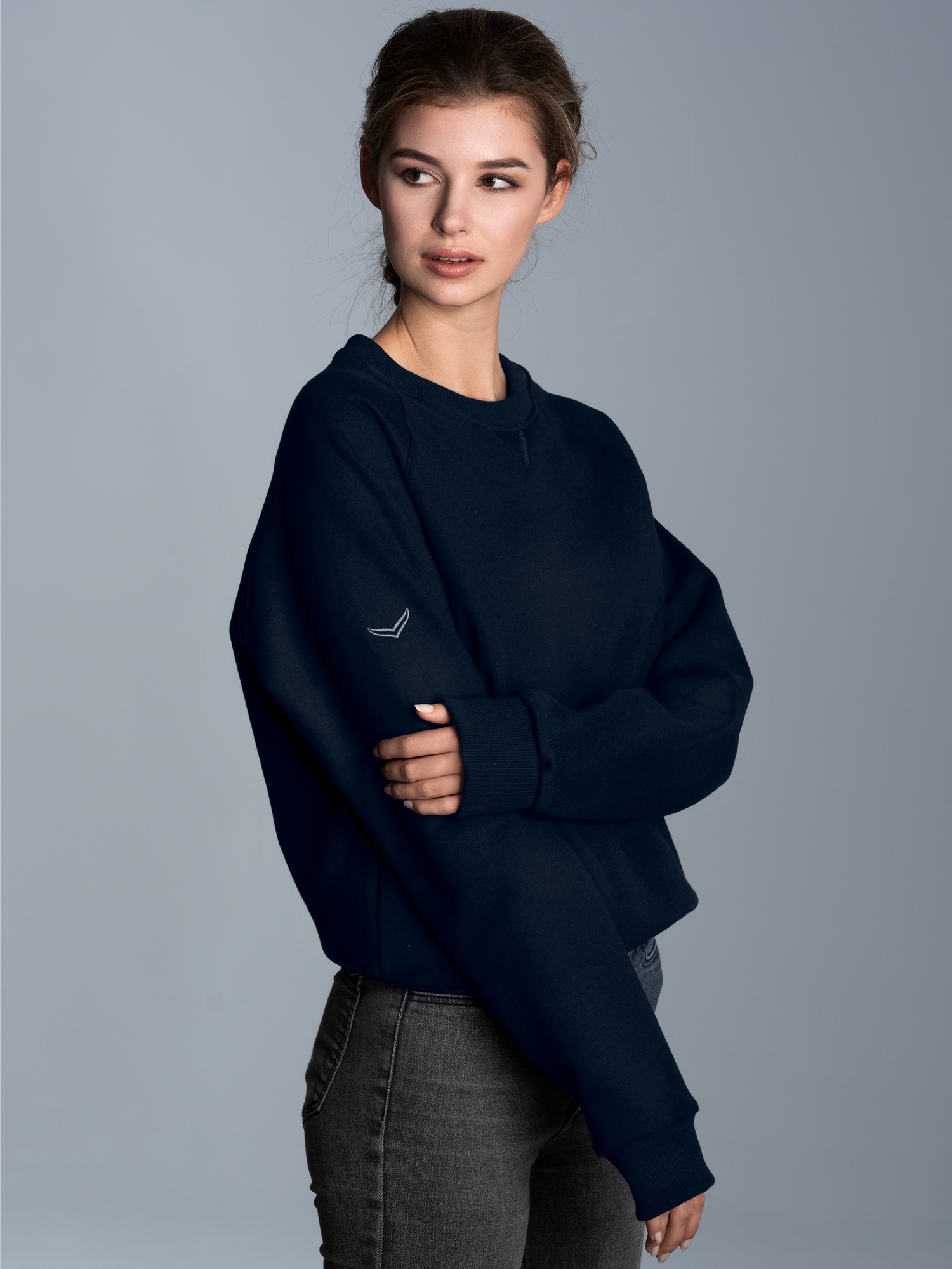 Sweatshirt mit angerauter Innenseite Navy