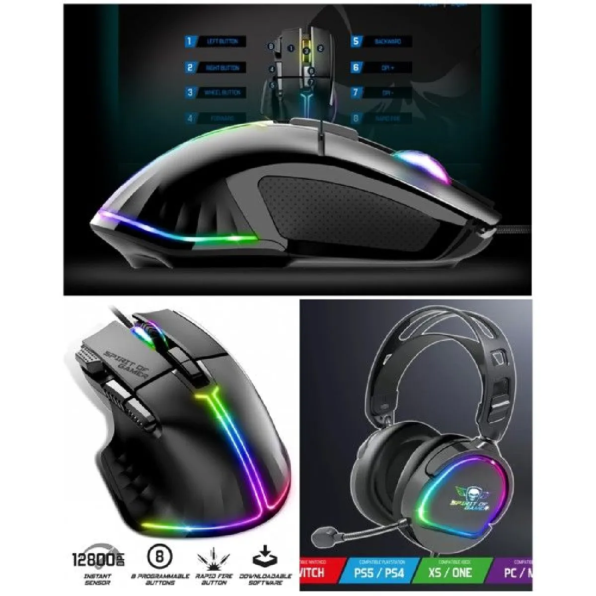 Spirit of Gamer Casque PRO-H6 LEDS RGB
