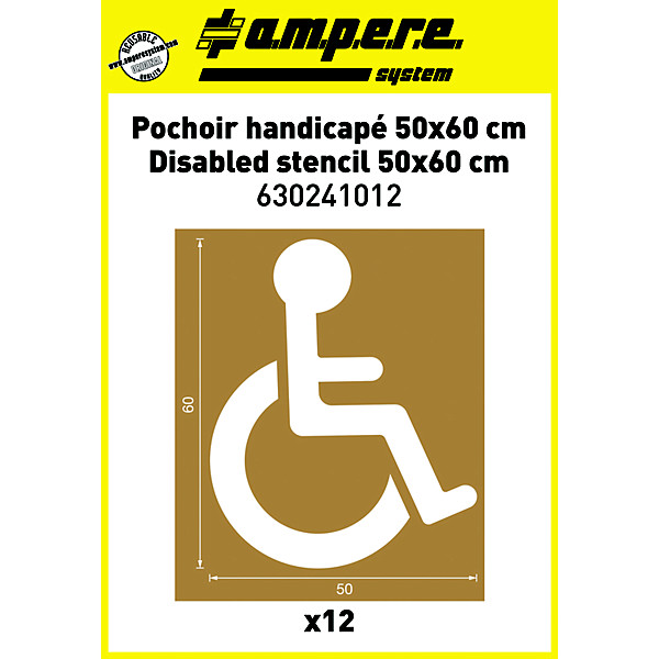 Pochoirs marquage au sol Ampere handicapé, lot de 12