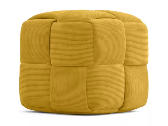 Pouf Carré Tapissé en Velours Côtelé - Design Moderne - Cube Moutarde