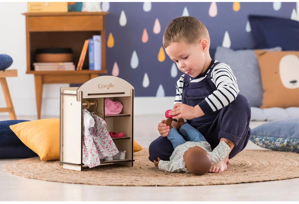 BB30\/36 - ARMOIRE EN BOIS POUR POUPON ET POUPEE DE 30 A 36 CM - COROLLE ACCESSOIRES