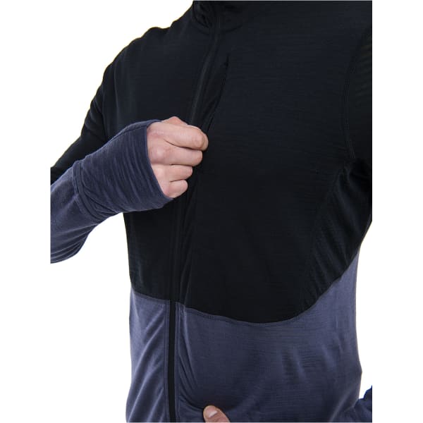 Veste polaire ski rando ICEBREAKER M MERINO 200 REALFLEECE DESCENDER LS ZIP H BLACK/ GRAPHITE/CB