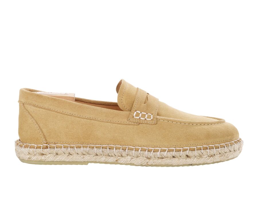 Mocassin homme été en velours Beige Foncé - PANAREA