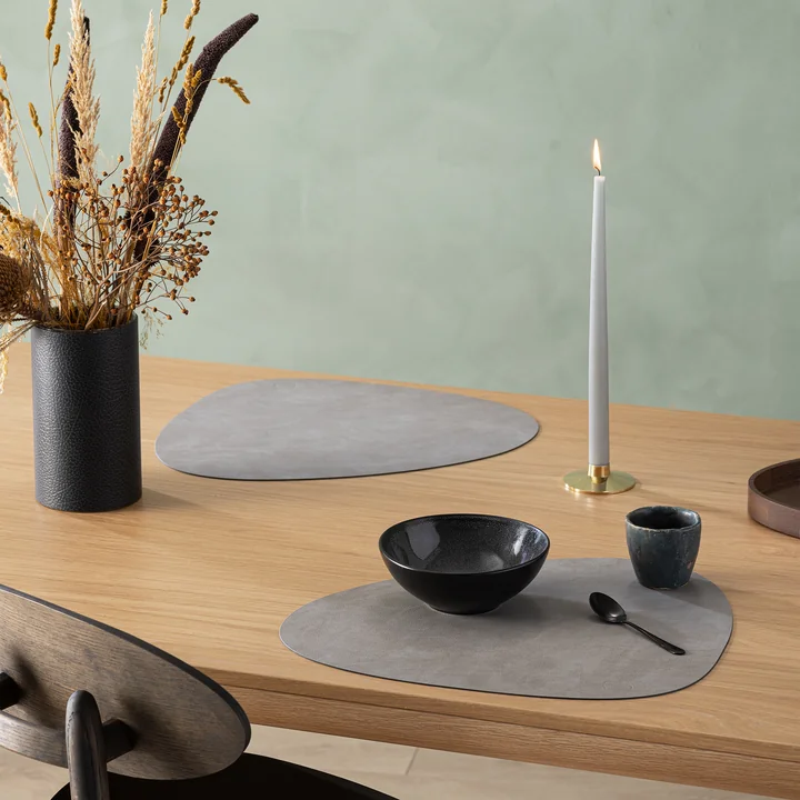 Lind DNA - Geschenkset Curve L, Nupo hellgrau (4 Tischsets   4 Serviettenringe)