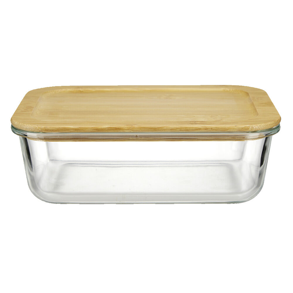 Boîte alimentaire en verre couvercle bambou 1,5L
