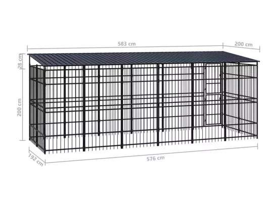 Chenil cage enclos pac noire 576 x 192 x 200 cm 02_0041731