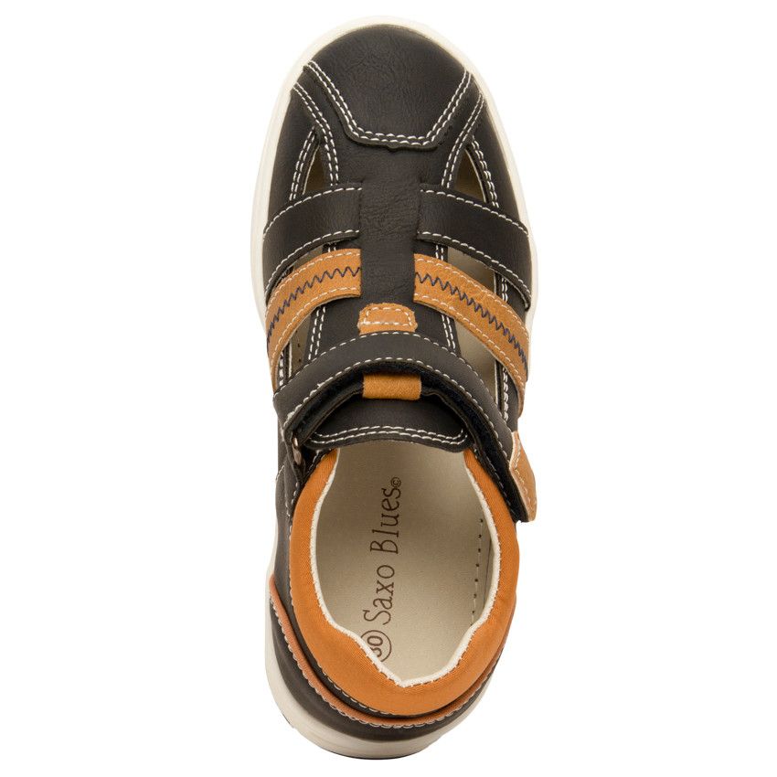 Nu-pieds effet cuir à scratch pour garçon - Bleu marine
