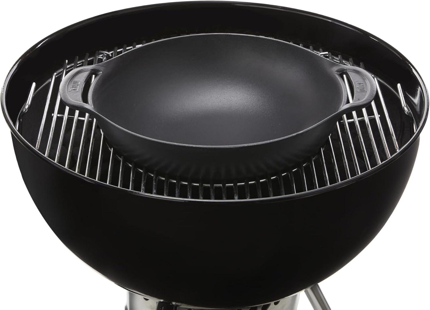 Weber Crafted Wok & Dampfgaraufsatz / 2-in-1 Edelstahl-Set zum Braten und Dämpfen von Gemüse, Fleisch oder Fisch – Silber (7607)