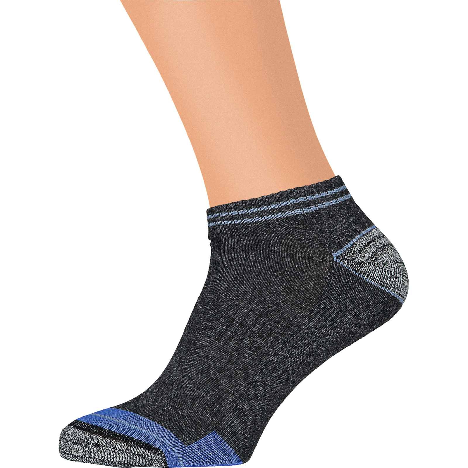 Herren-Sport-Sneakersocken, 3 Paar 43-46, anthrazit