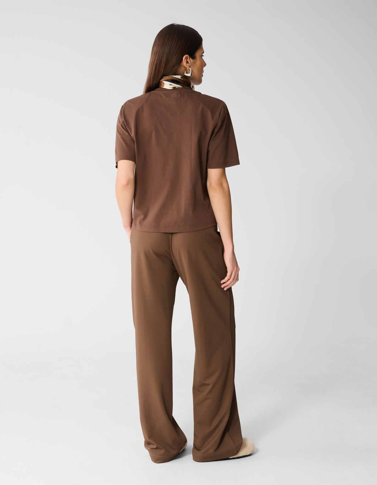Basis Wide Leg Broek Bruin
