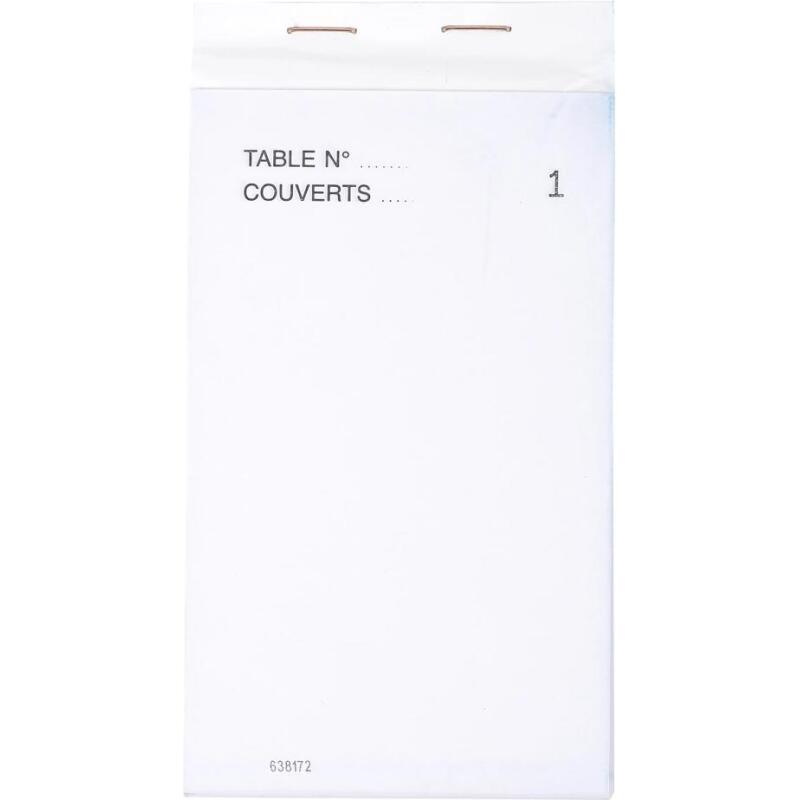 Bloc Maître d'Hôtel 50 feuillets autocopiants numérotés en tripli - Format 8x15 cm - Blanc