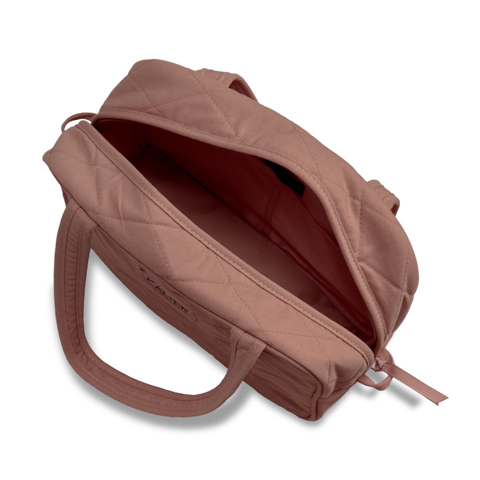 Karen - Toiletry bag with handle Mocca quilt - Toilettaske