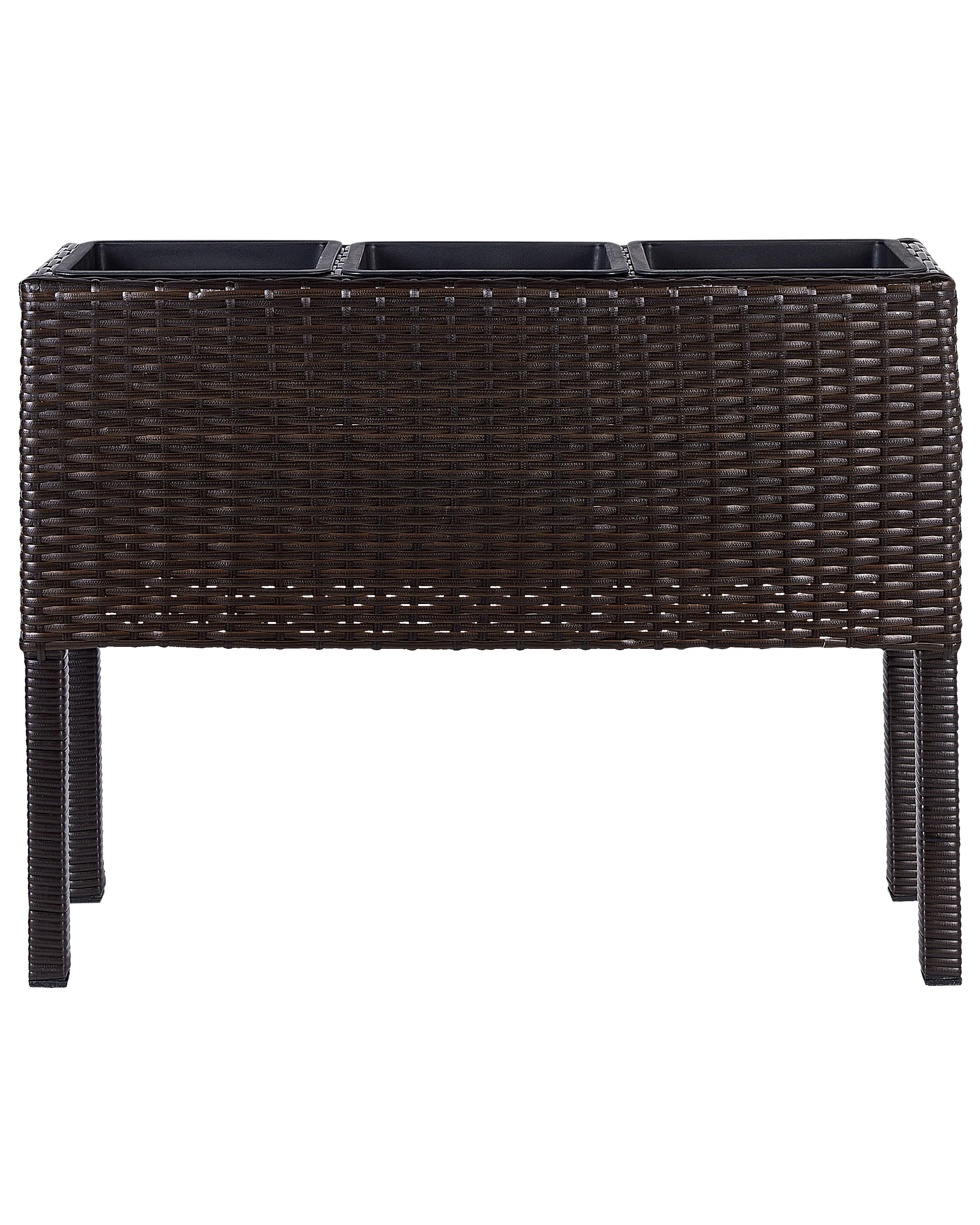 Verhoogde bloempot CARAGANA PE rotan 77 cm Donkerbruin