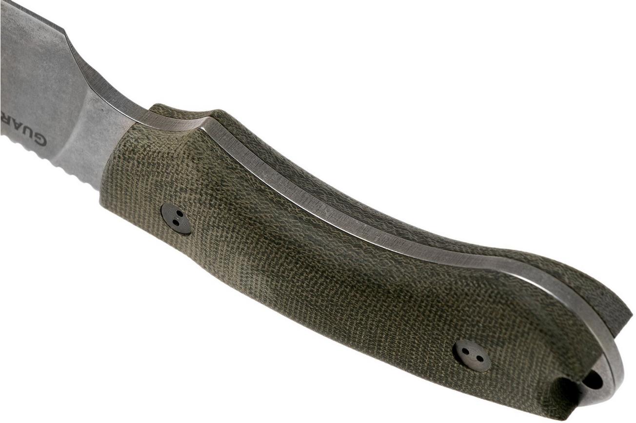 Bradford Guardian 4, 3D OD Green Micarta Guardian 4 CPM 3V, Full Flat Stonewashed 4FH-102-3V