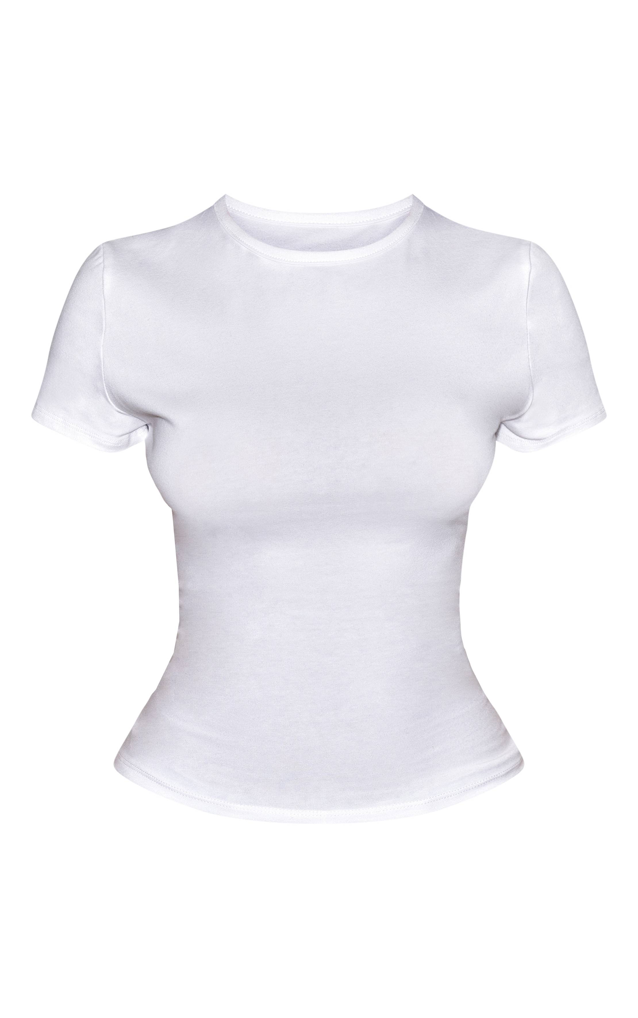 Blanc T-shirt Petite En Coton À Col Rond Coupe Longue Et Manches Courtes