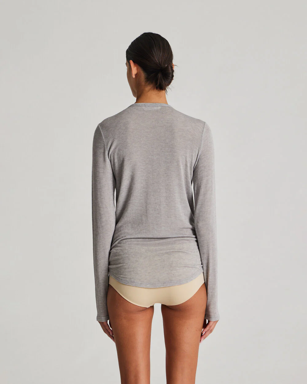 Gai+Lisva  Thyra Wool langærmet t-shirt - Light Grey Melange