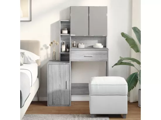 Coiffeuse avec armoire sonoma gris 80x35x132 cm