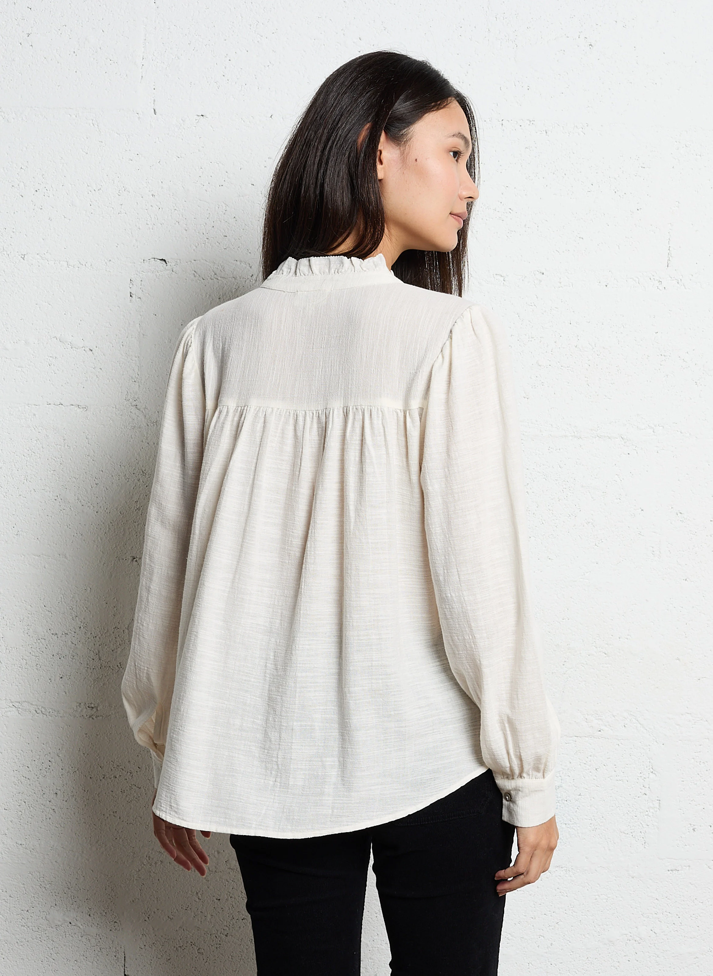 BROOKE - Chemise brodée en coton| Blanc