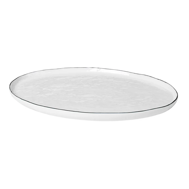 Broste Copenhagen - Salt Servierplatte oval, 38,5 x 26,5 cm, weiss / schwarz