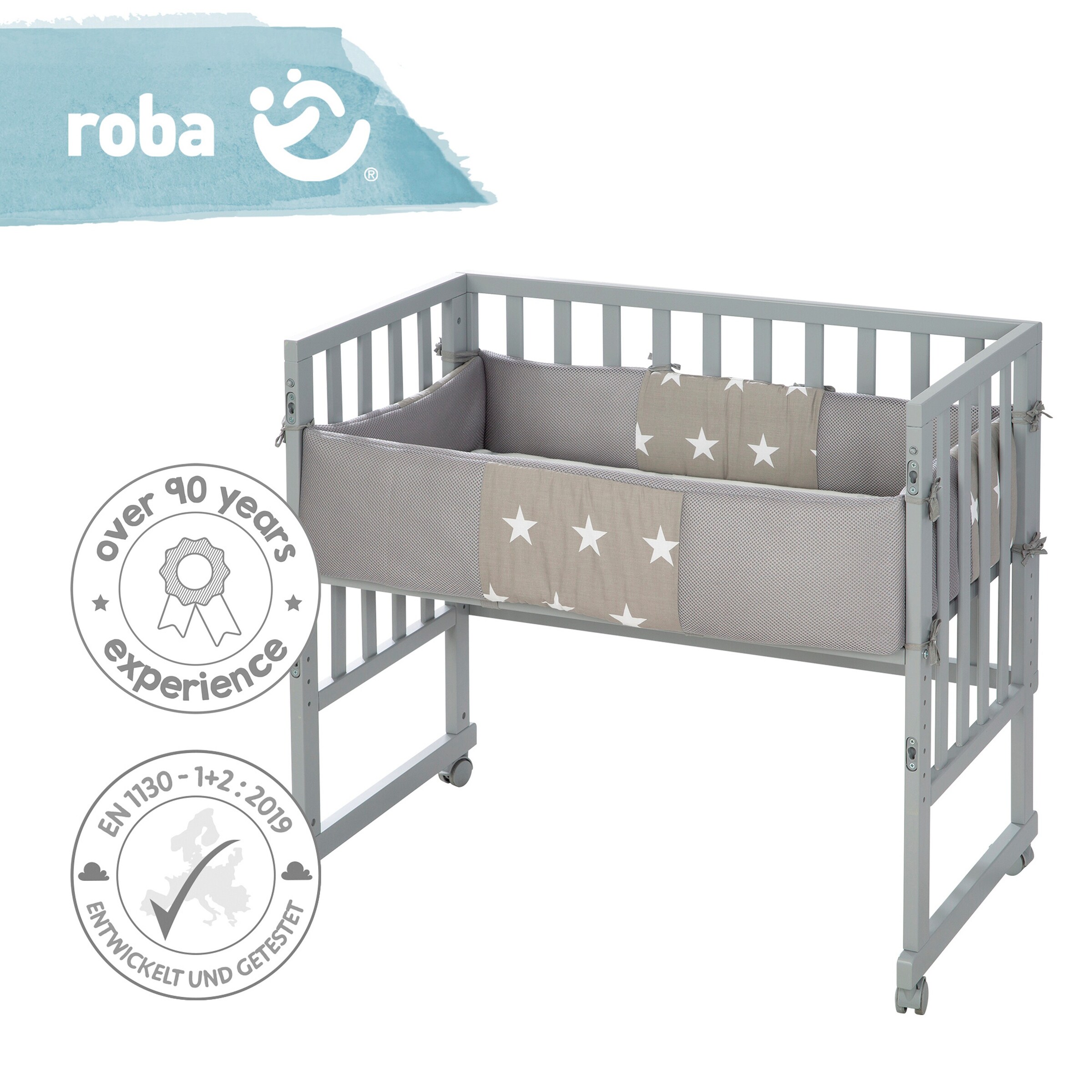 roba Stuben- & Beistellbett 3in1 mit Barriere  Little Stars safe asleep®
