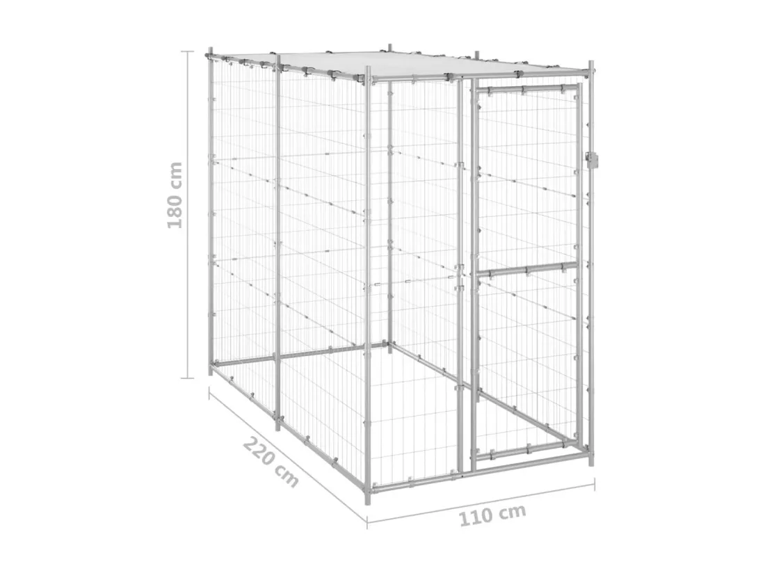 Chenil extérieur cage enclos 110 x 220 x 180 cm 02_0000431
