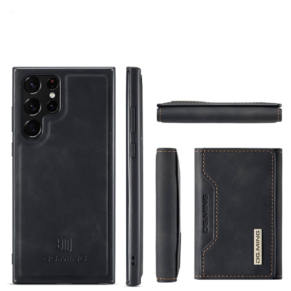 2in1 Samsung Galaxy S23 Ultra 5G Leder Hülle Wallet   Magnetisches Kreditkartenfach - Schwarz