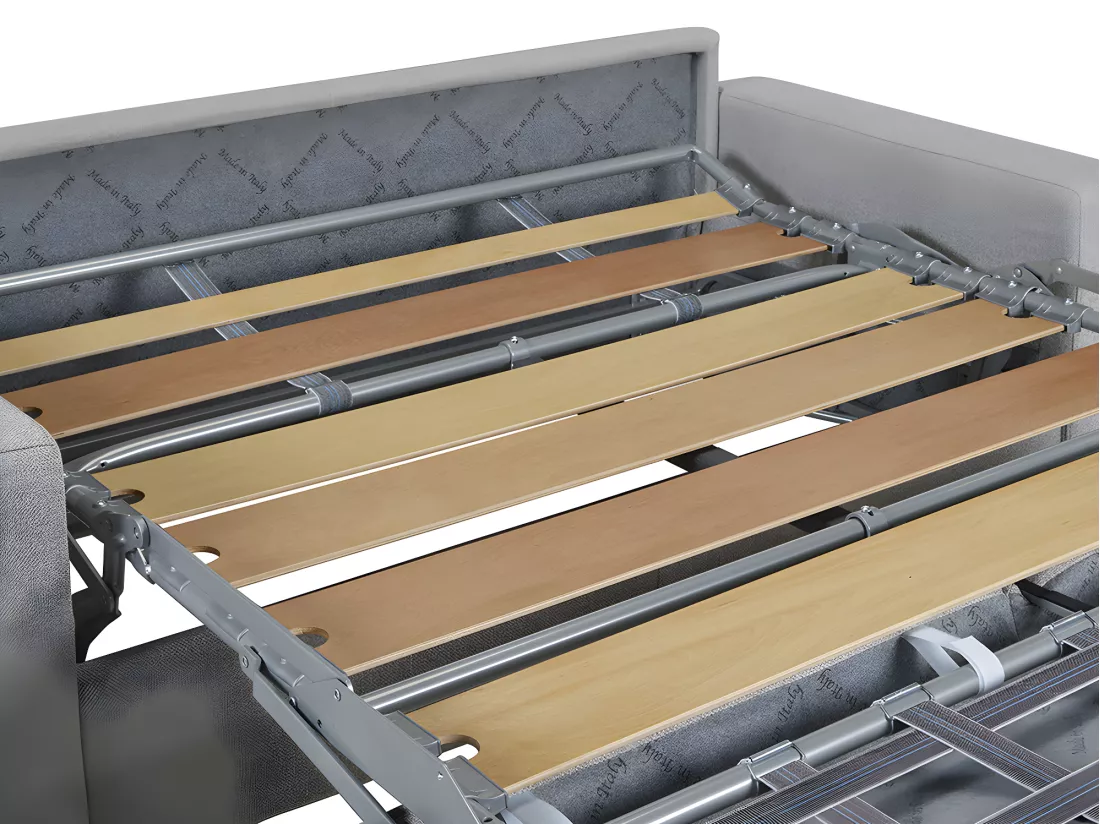 Canapé 2 places convertible express en velours anthracite - Couchage lattes larges 120 cm - Matelas 18 cm avec mémoire de forme CALITO