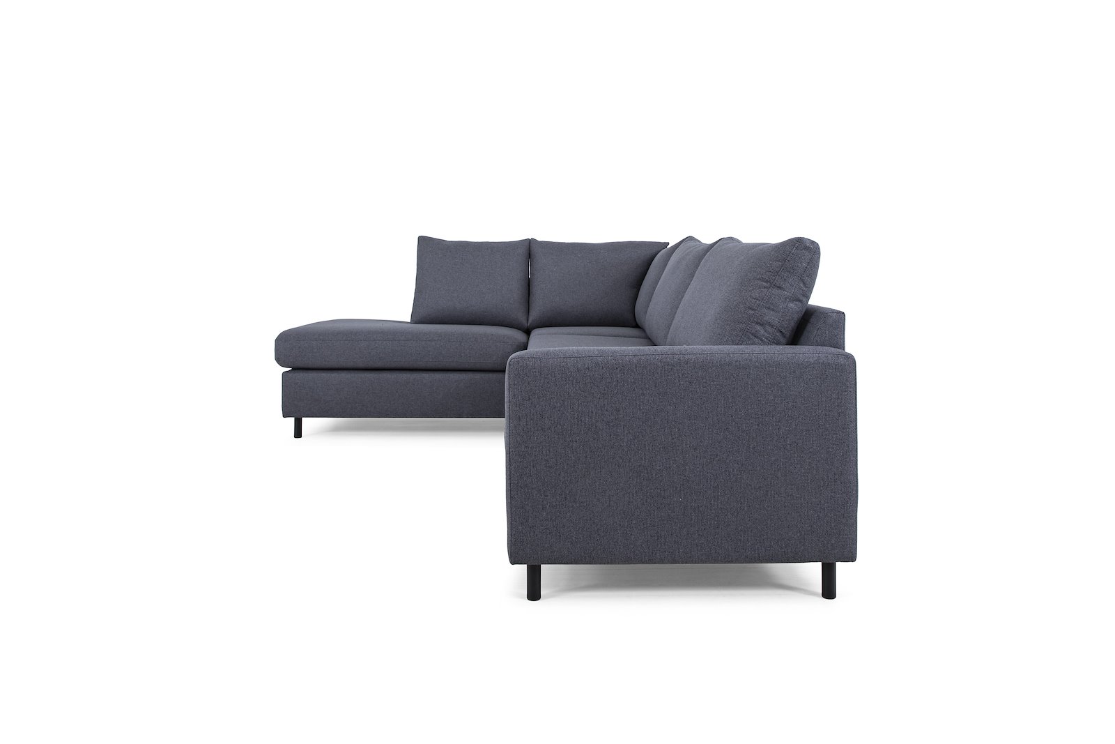 Tempo hjørnesofa Oppsett 11L 3-seter med åpen ende venstre. Tekstil Herbi 30 Dark Grey med sorte ben