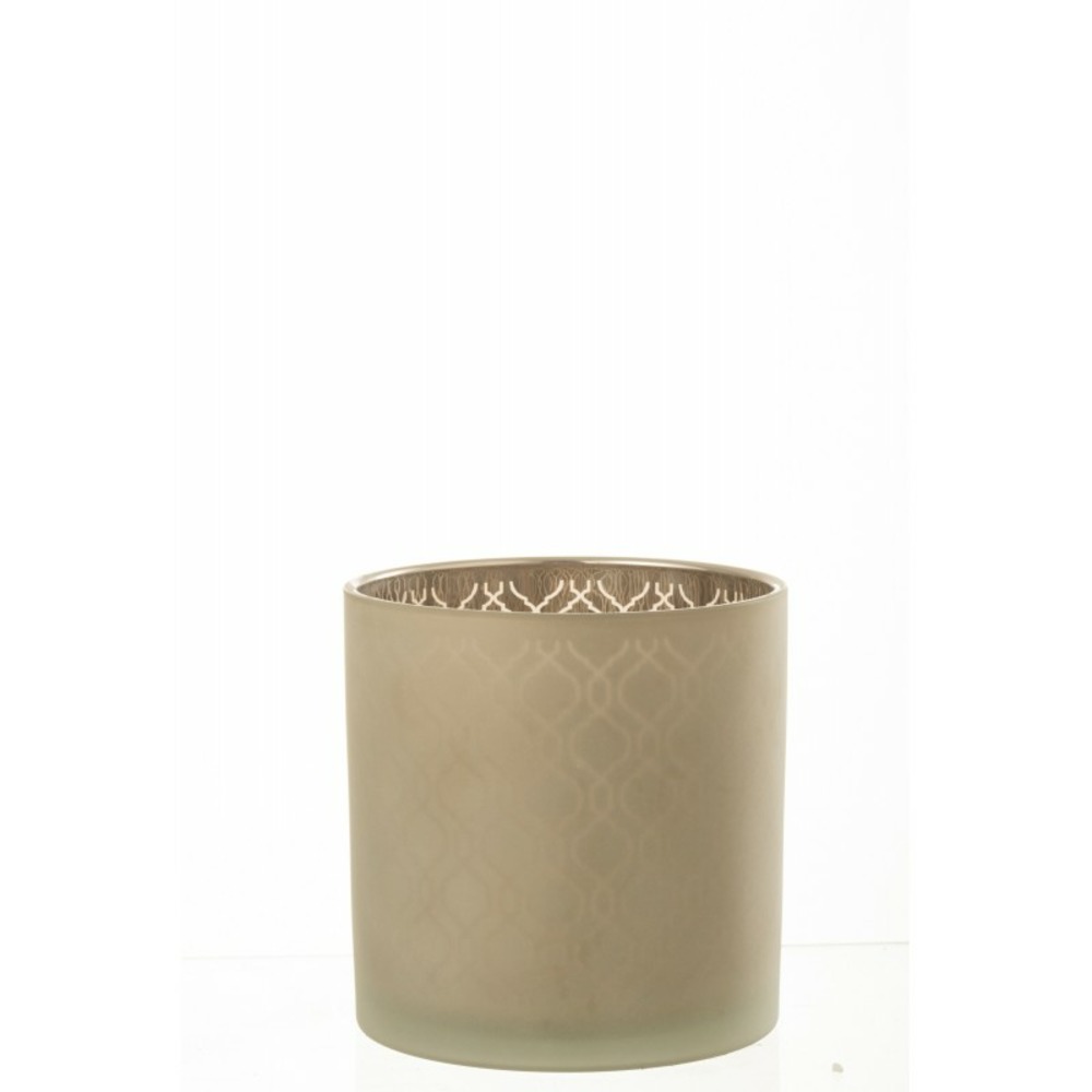 Photophore en verre beige 15x15x15 cm