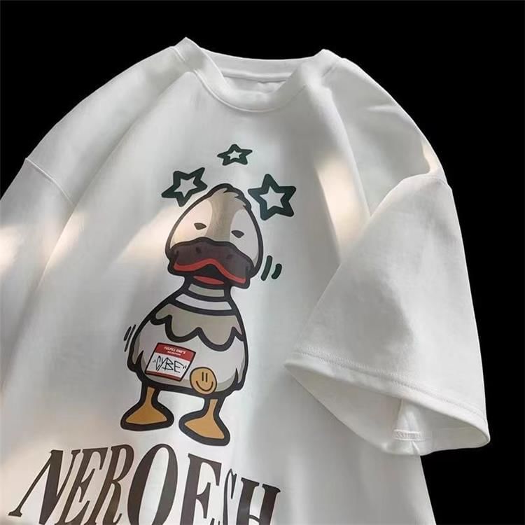 Bay Go Mall - T-shirt met ronde hals en eendenprint, elleboogmouwen