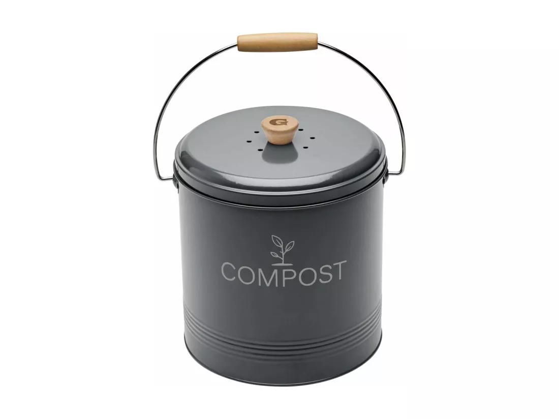 Composteur de cuisine en métal avec filtre et seau en platique 8 litres