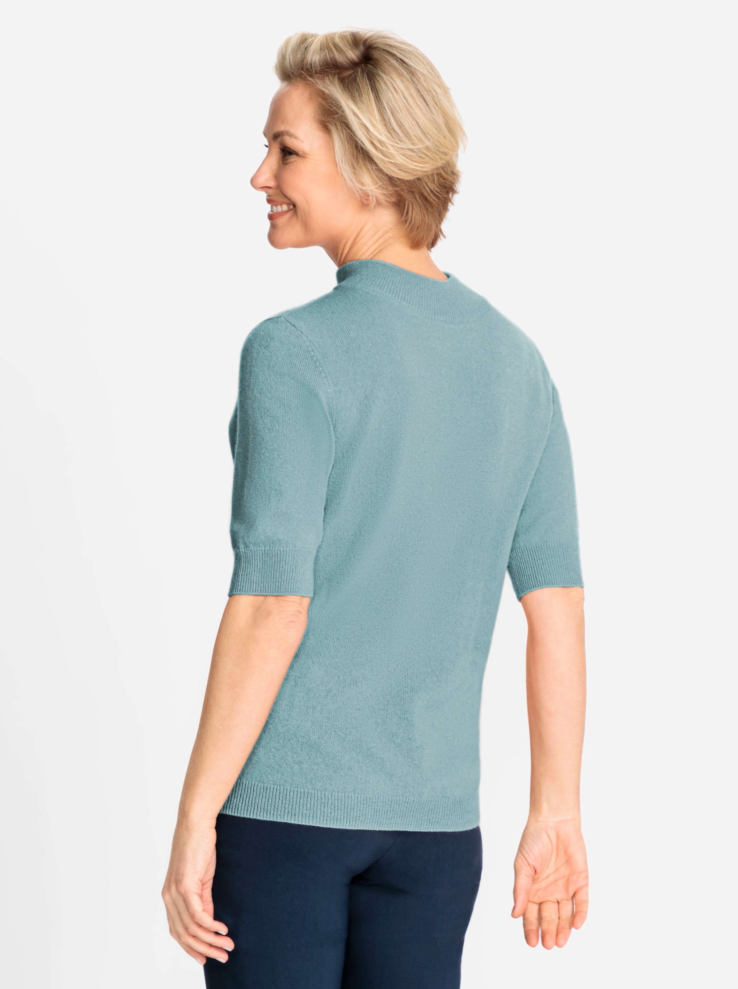 Kaschmir-Pullover in aqua-meliert