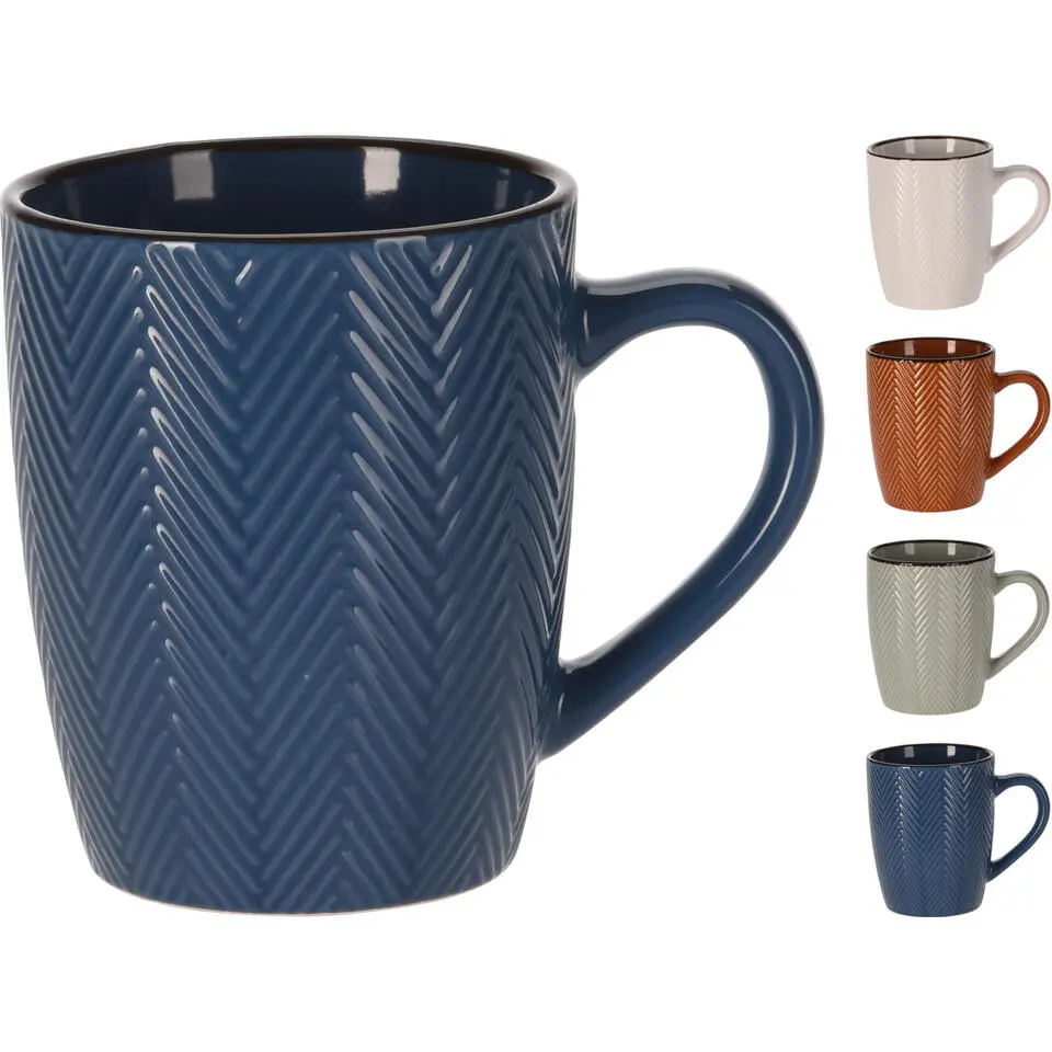 Siaki Koffiemok/theemok - Fishbone - beige - 370 ml