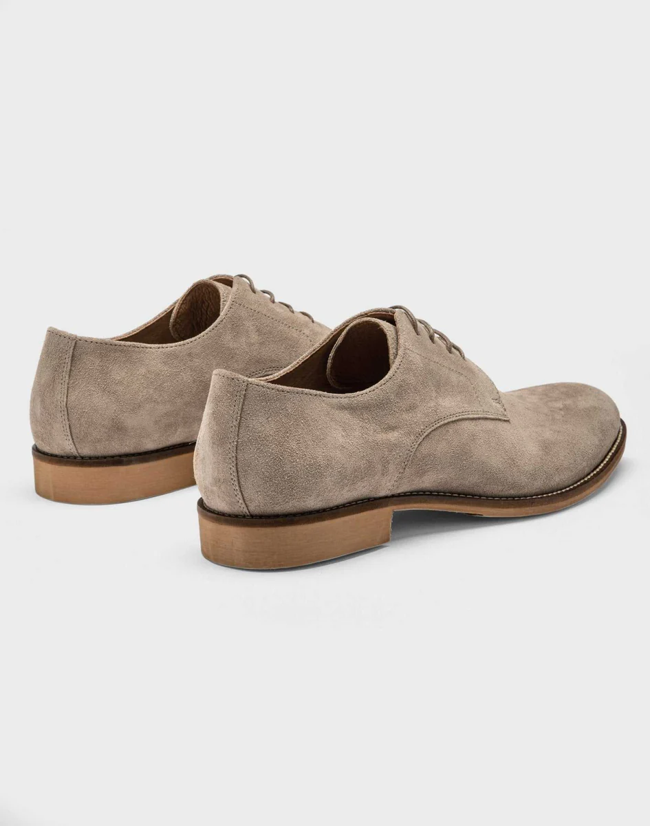 Derby cuir suédé sable 