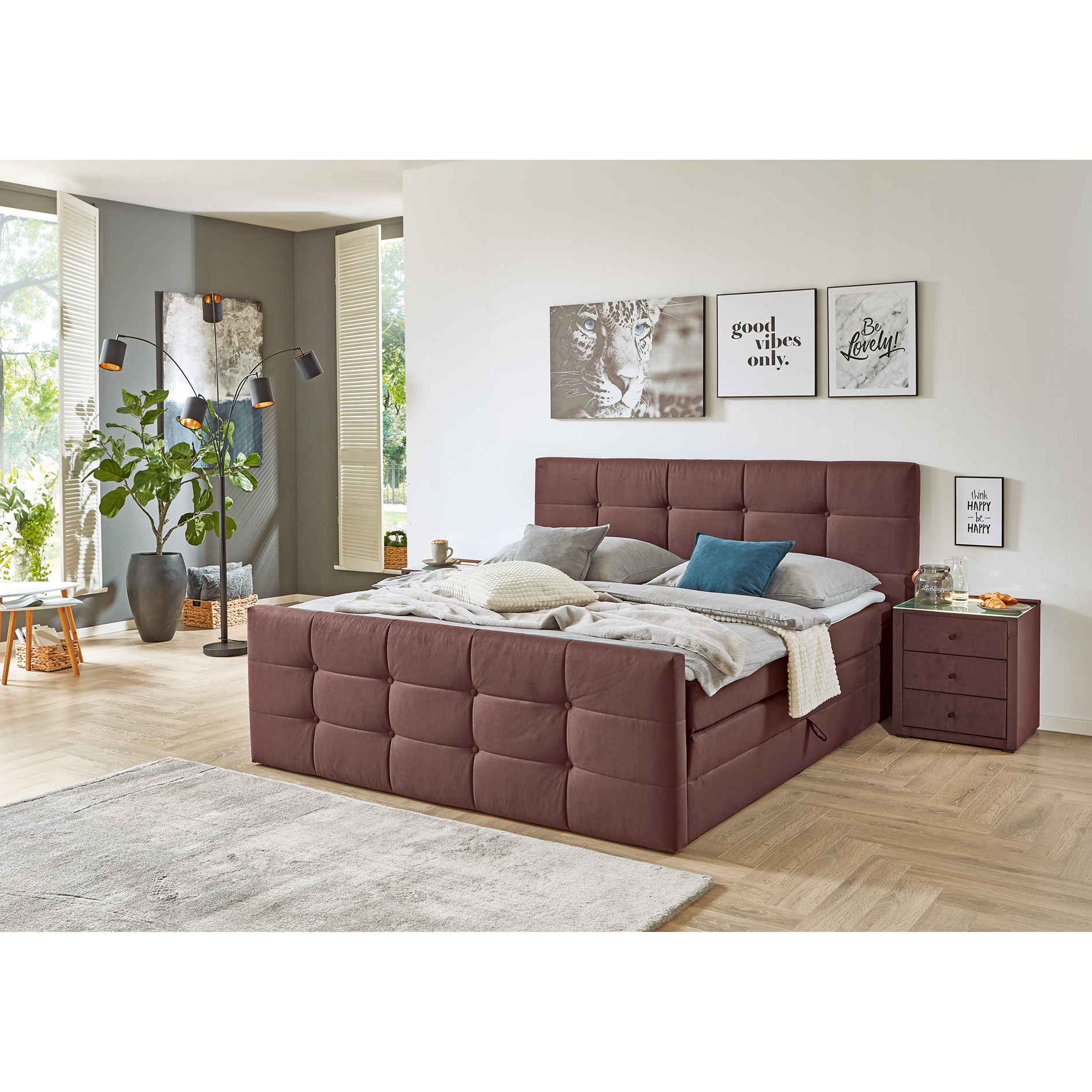 Boxspringbett - heidekraut - 180x200 cm - inklusive Topper