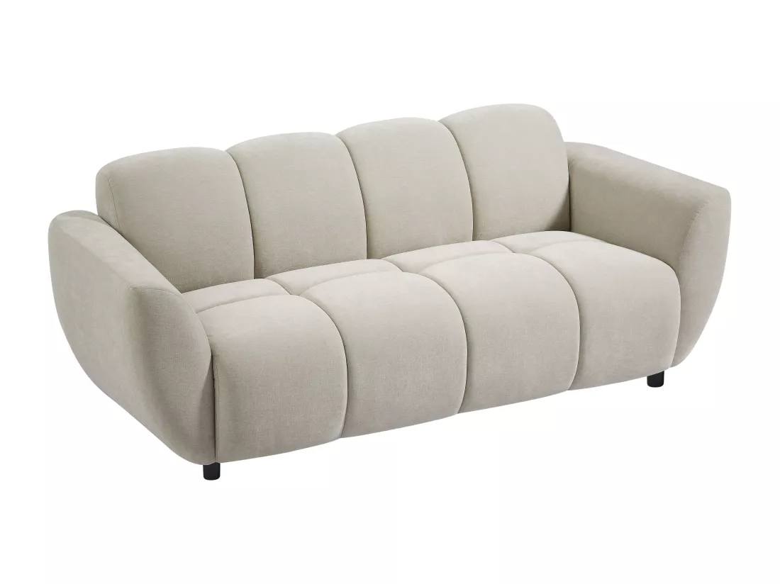Canapé 3 places en tissu beige effet matelassé JULORI