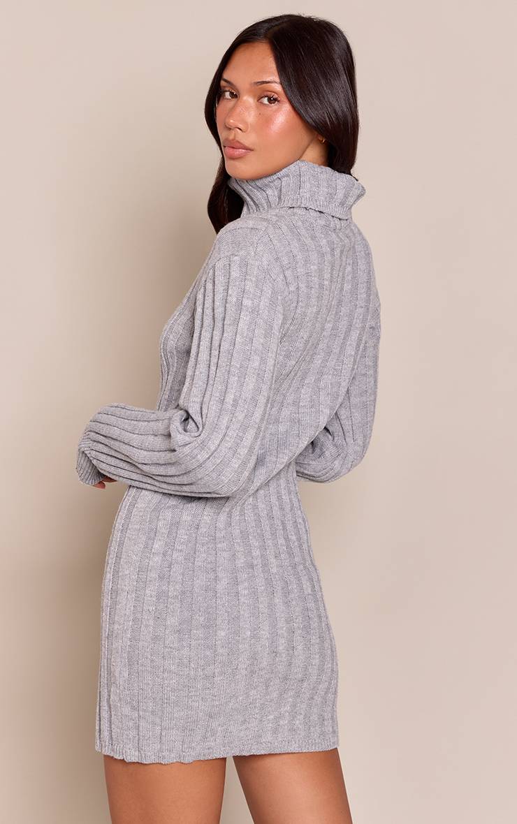 Gris Robe Synthétiquell En Maille À Col Roulé