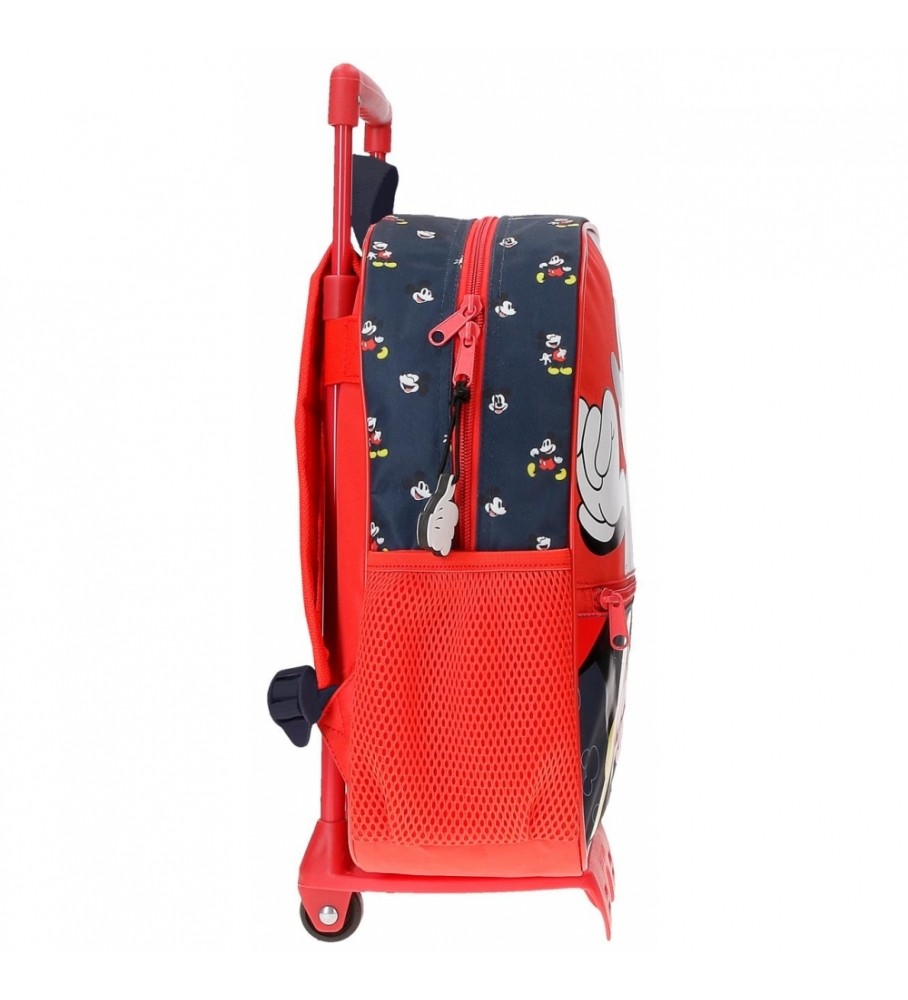 Mochila Joumma Bags Mickey Mouse Fashion 33cm com rodinhas vermelhas