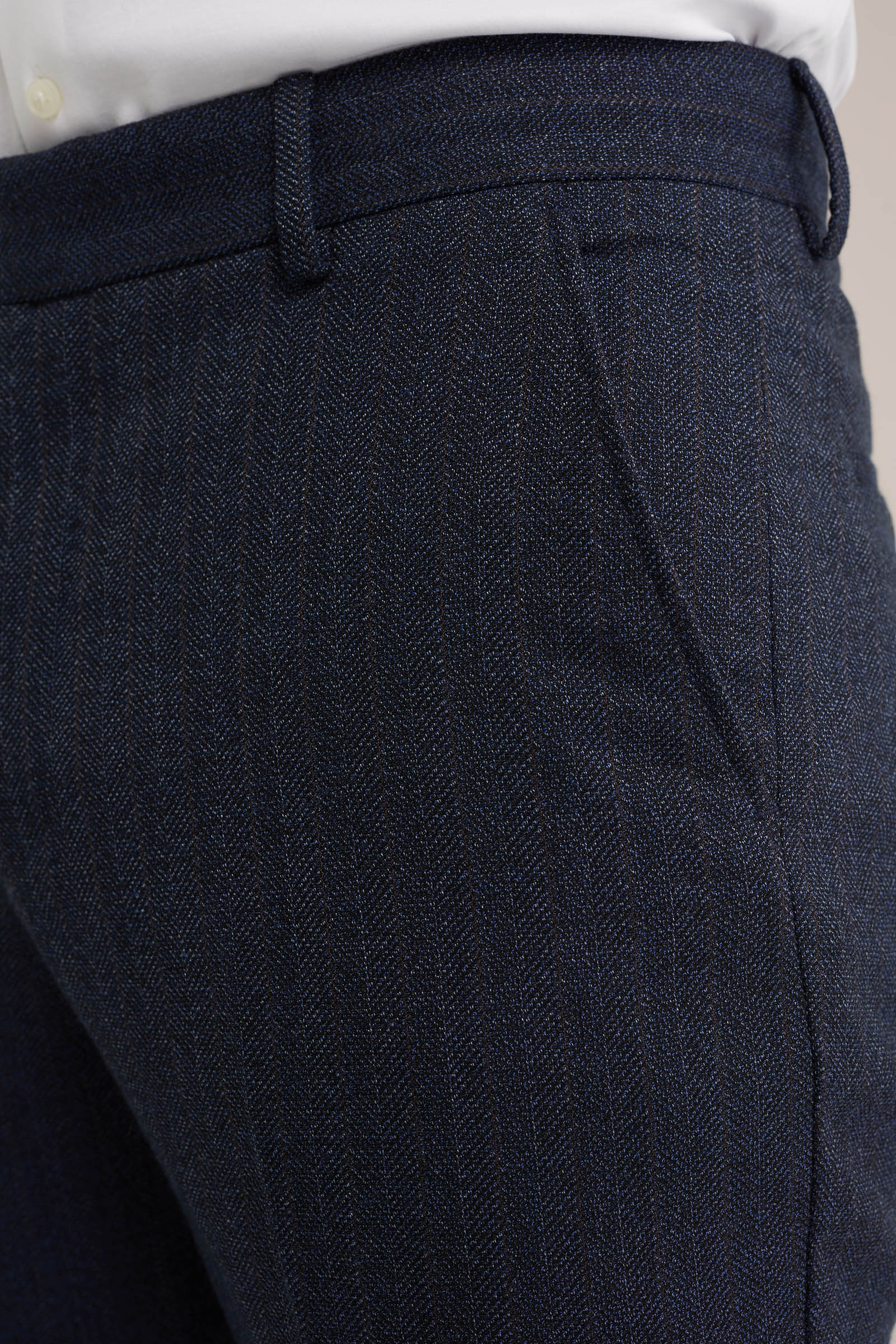 slim fit pantalon met jacquard-dessin WE Fashion Donkerblauw
