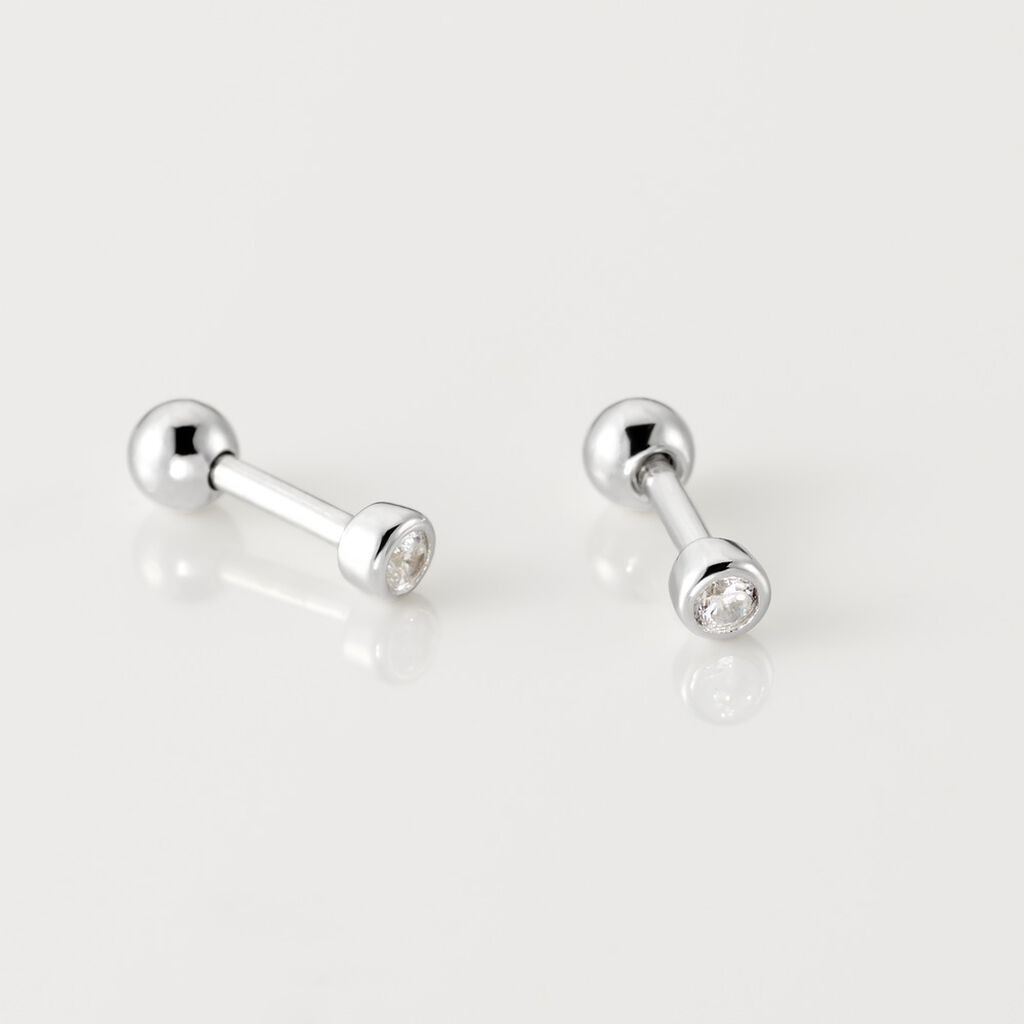 Boucles D'oreilles Puces Anani Argent Blanc Oxyde De Zirconium