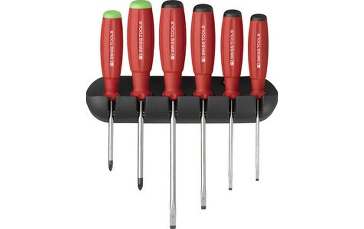 Schraubenzieher-Set PB 8245 Schlitz/Pz 6-teiligSwissGrip Schraubenzieher, Set mit Wandhalter