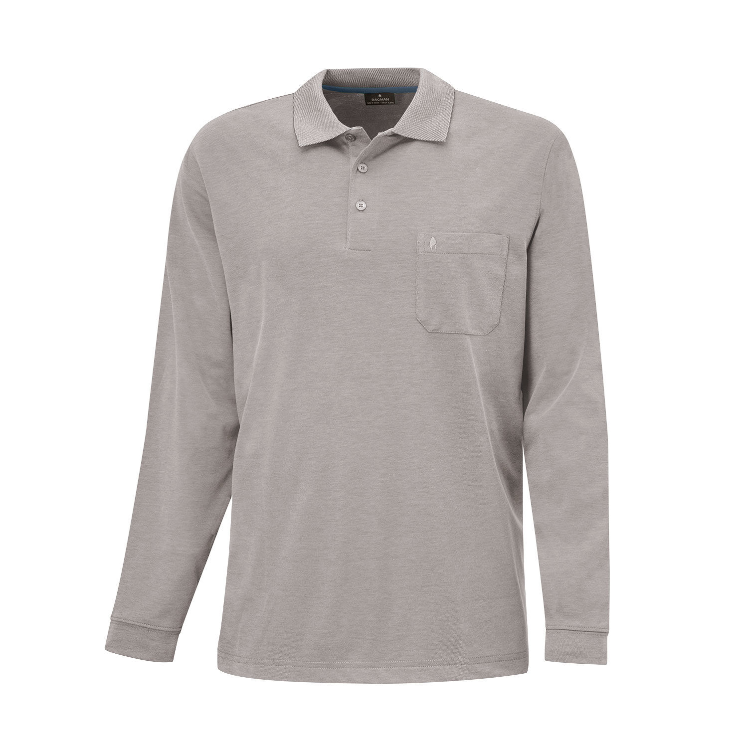 Ragman Herren-Poloshirt langarm uni