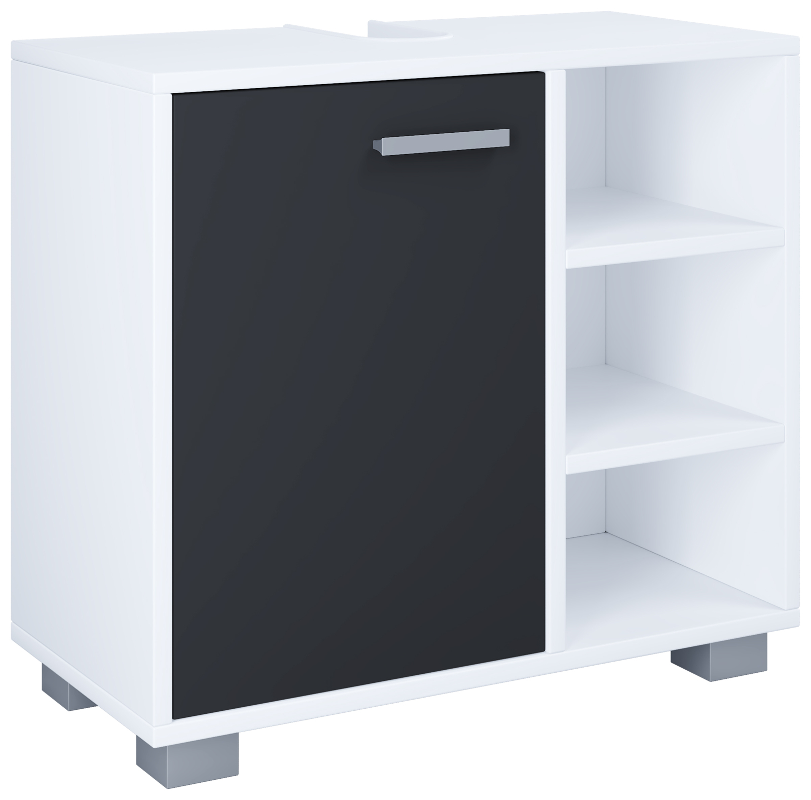 Waschbeckenunterschrank ZALO L - schwarz-weiß - 60 cm
