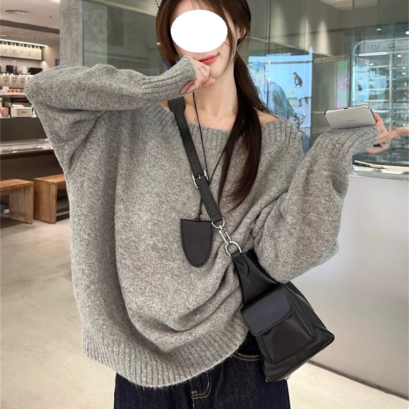 Beaustreet - Off-Shoulder Effen Trui