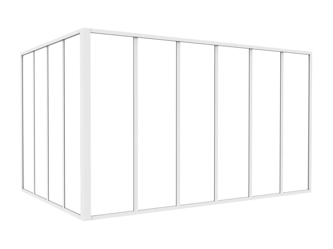 Verrière d'angle d'atelier en aluminium thermolaqué - L180 x L120 x H105 - Blanc - BAYVIEW