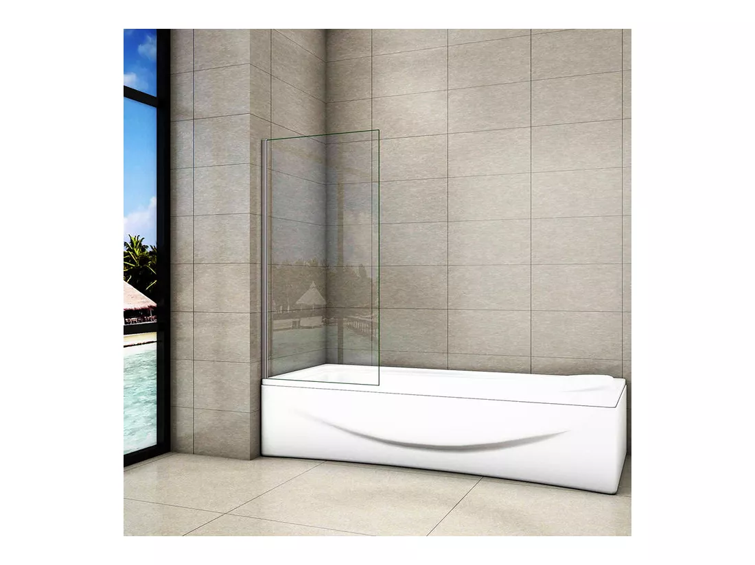 Pare-baignoire fixé 70x130cm, paroi de baignoire, écran de douche en verre 5mm anticalcaire