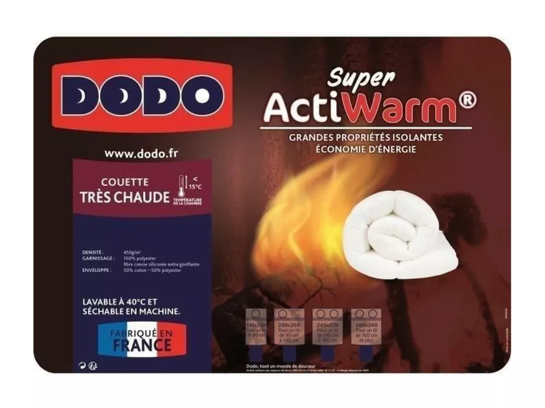 Couette tres chaude SUPER ACTIWARM - 220 x 240 cm - Blanc