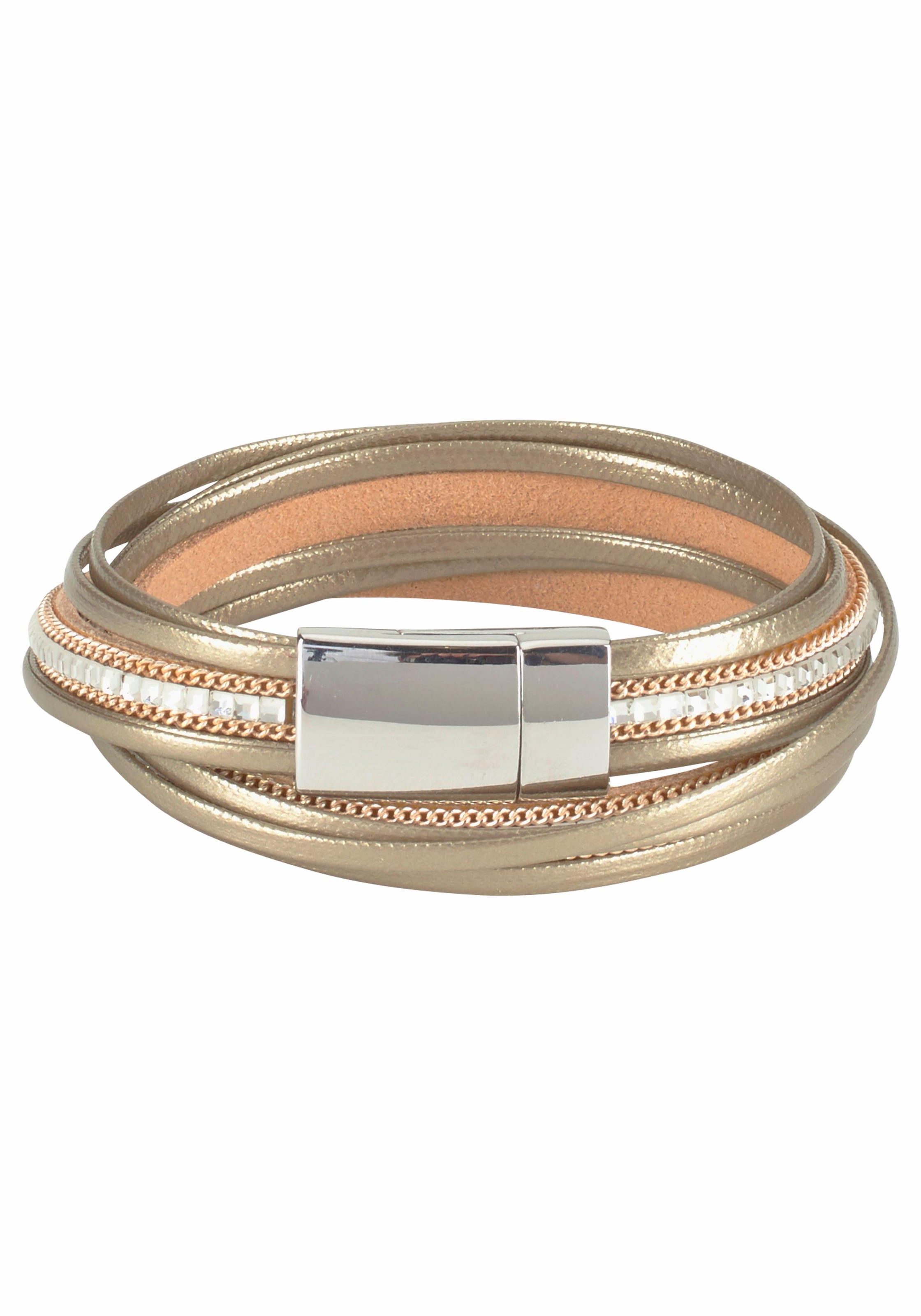 Firetti Wickelarmband »im Metallic Look« mit Glasstein