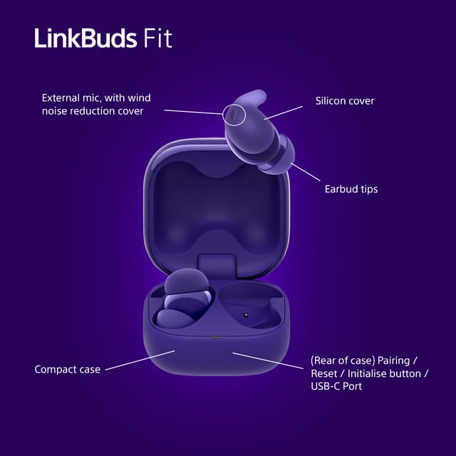 Sony LinkBuds Fit true wireless in-ear høretelefoner (violet)