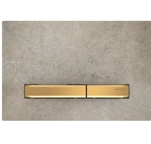 Geberit Sigma 50 Square drukplaat betonlook met gouden knoppen